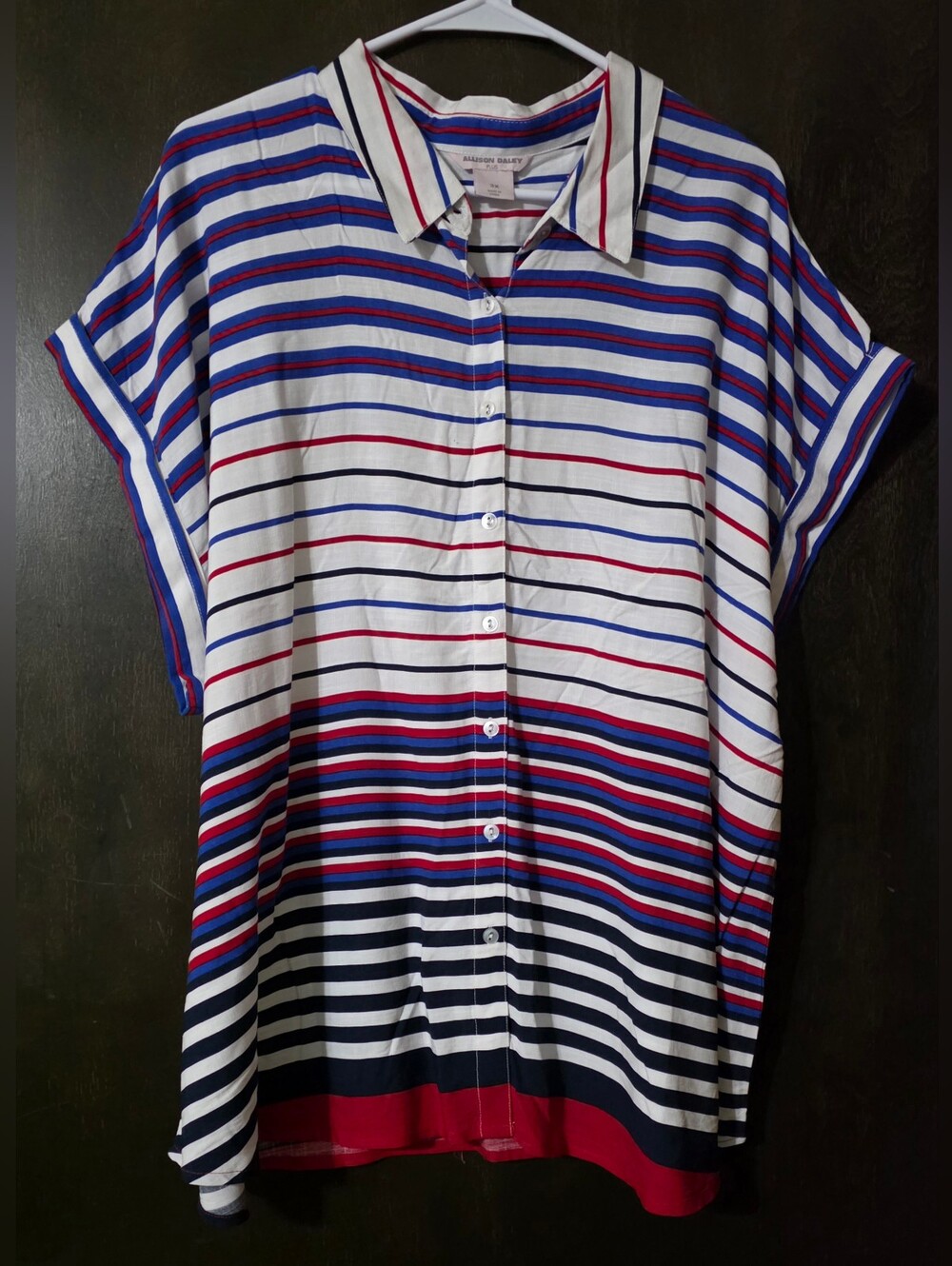 💢4For$20 Allison Daley Striped Button-Front Top Sleeveless Blouse Size 3X